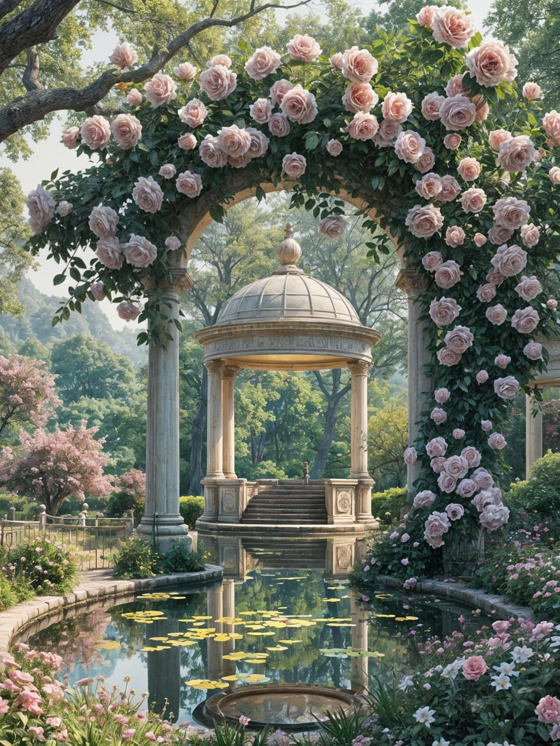 Enchanted Garden Sanctuary in Soft Pastel Hues