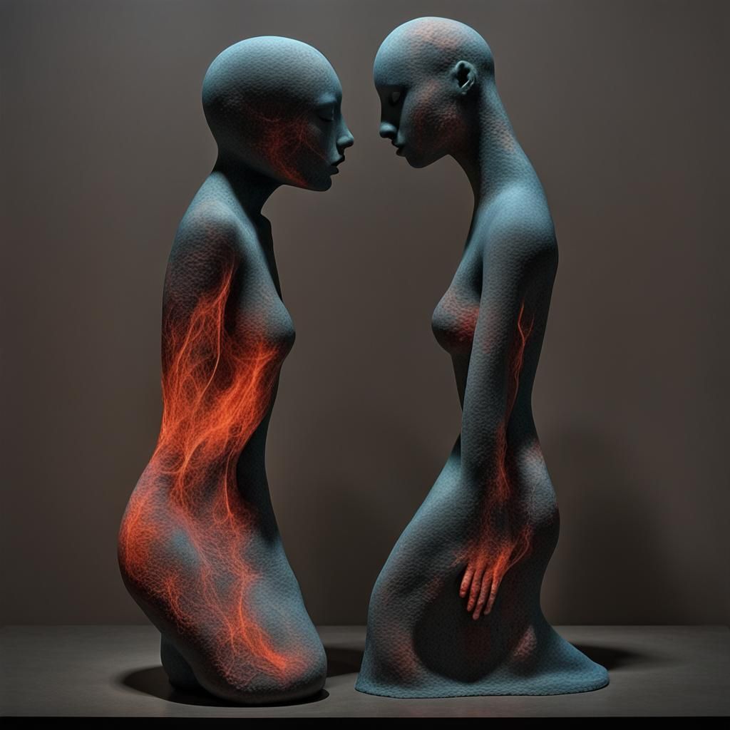 Bioluminescent Lovers in Darkness: 3D Graffiti Art