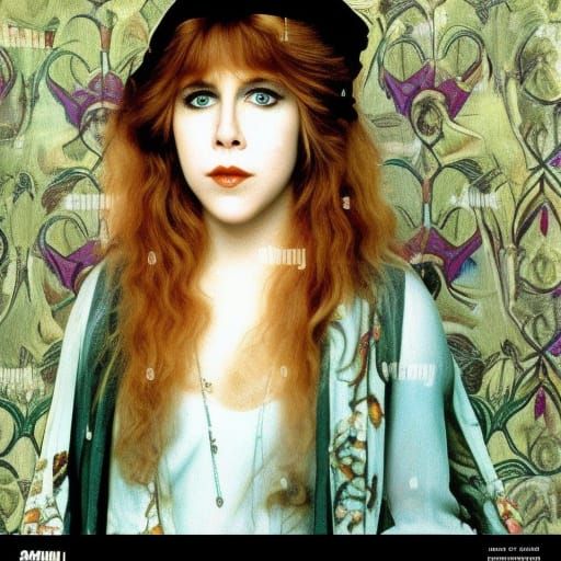 Young Stevie Nicks in Pre-Raphaelite Art Nouveau Style