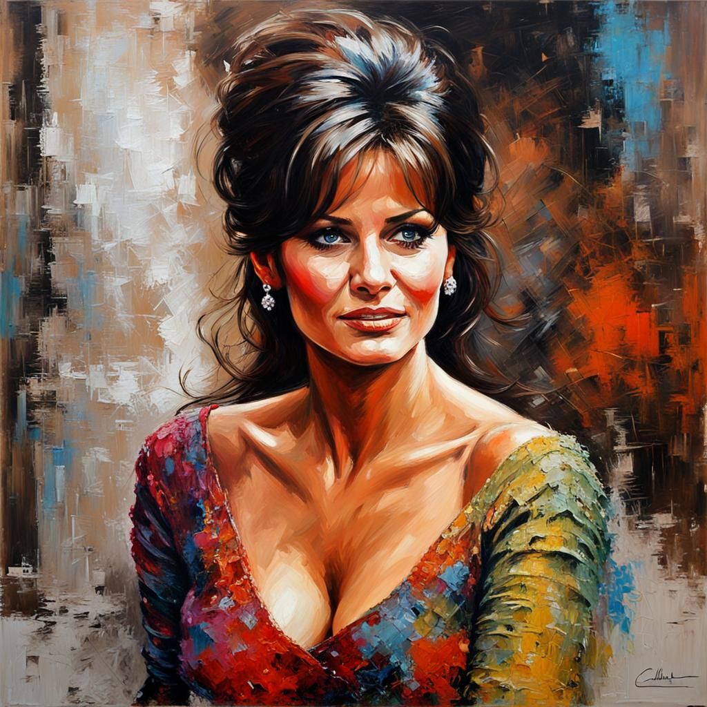 Claudia Cardinale in Venice as Neo-Impressionist Painting