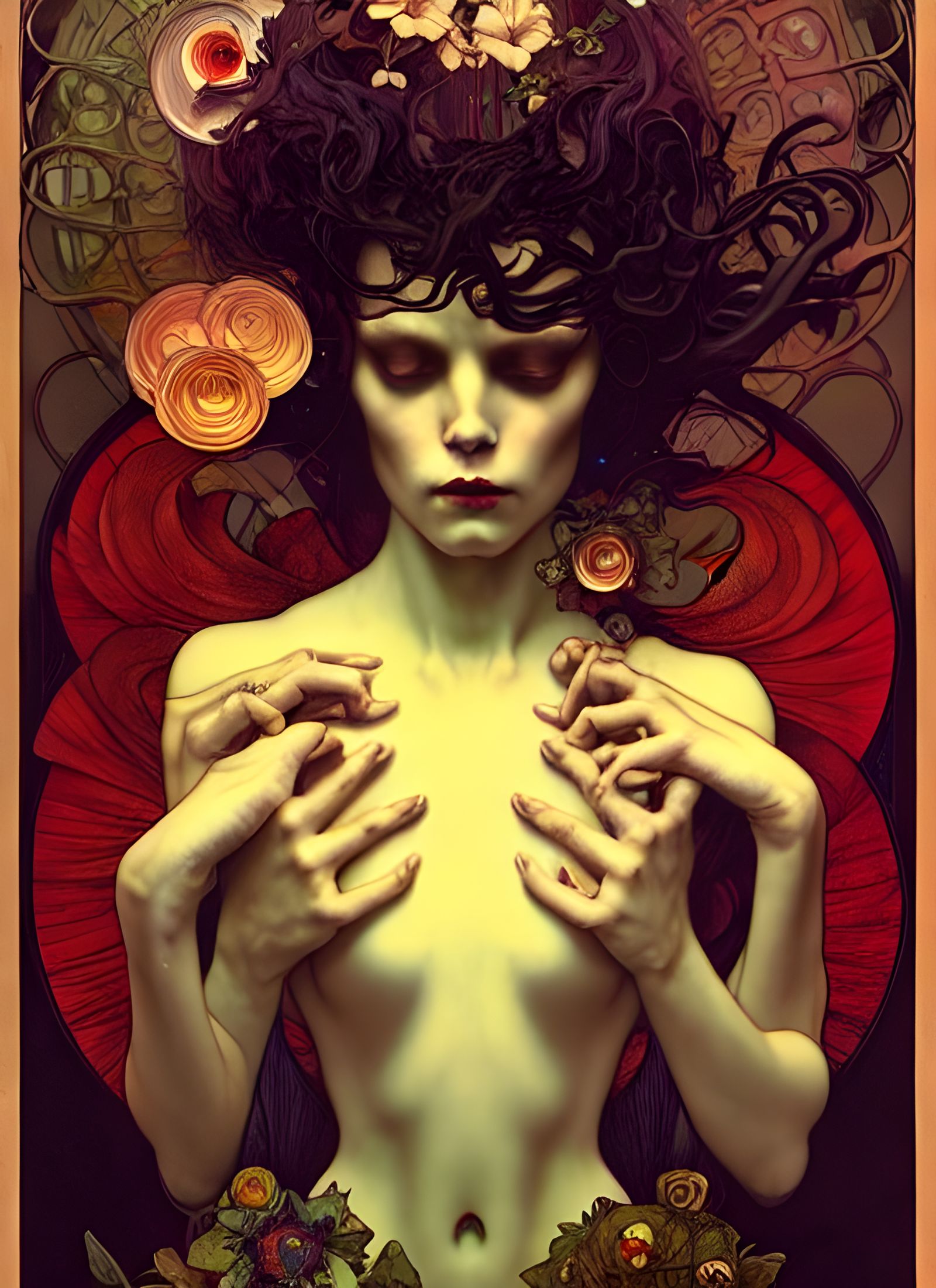 Tragic Beauty: Delicate Nightmare in Deep Colors