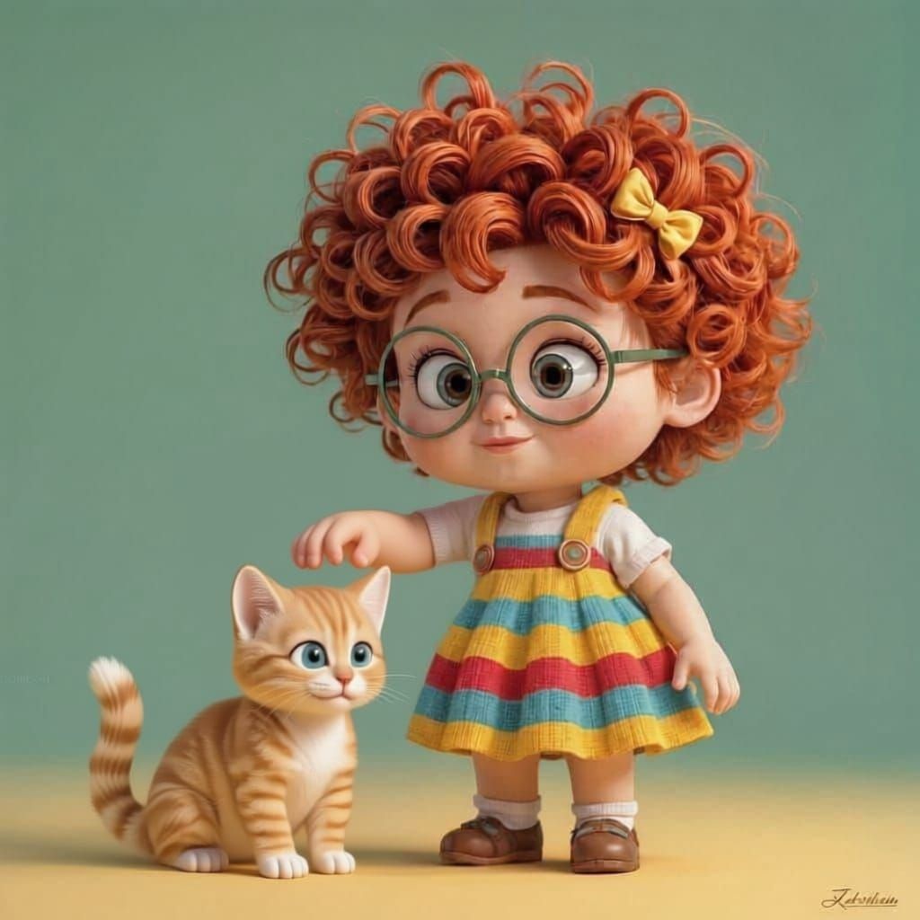 Cute Toddler With Big Head and Red Curls