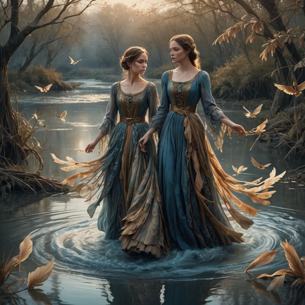 Nightingale on River in Tangled Maxi: Matte Painting