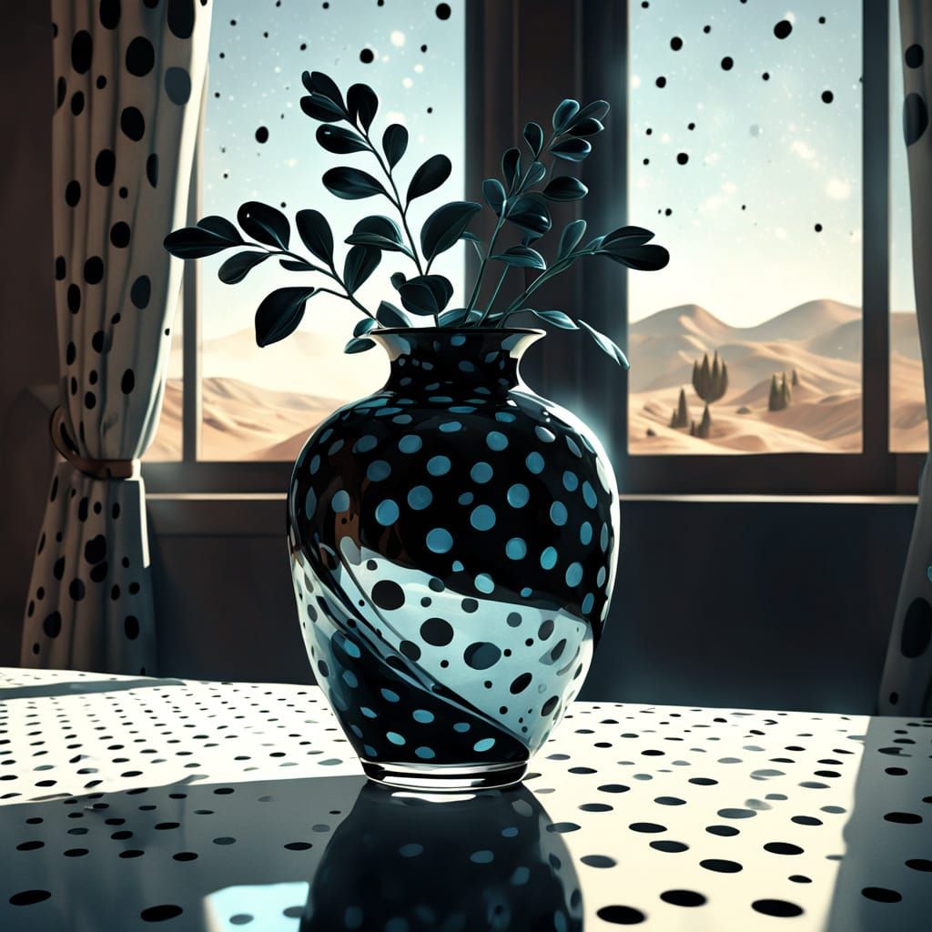 Surreal Vase with Polka Dots in Dalí Style