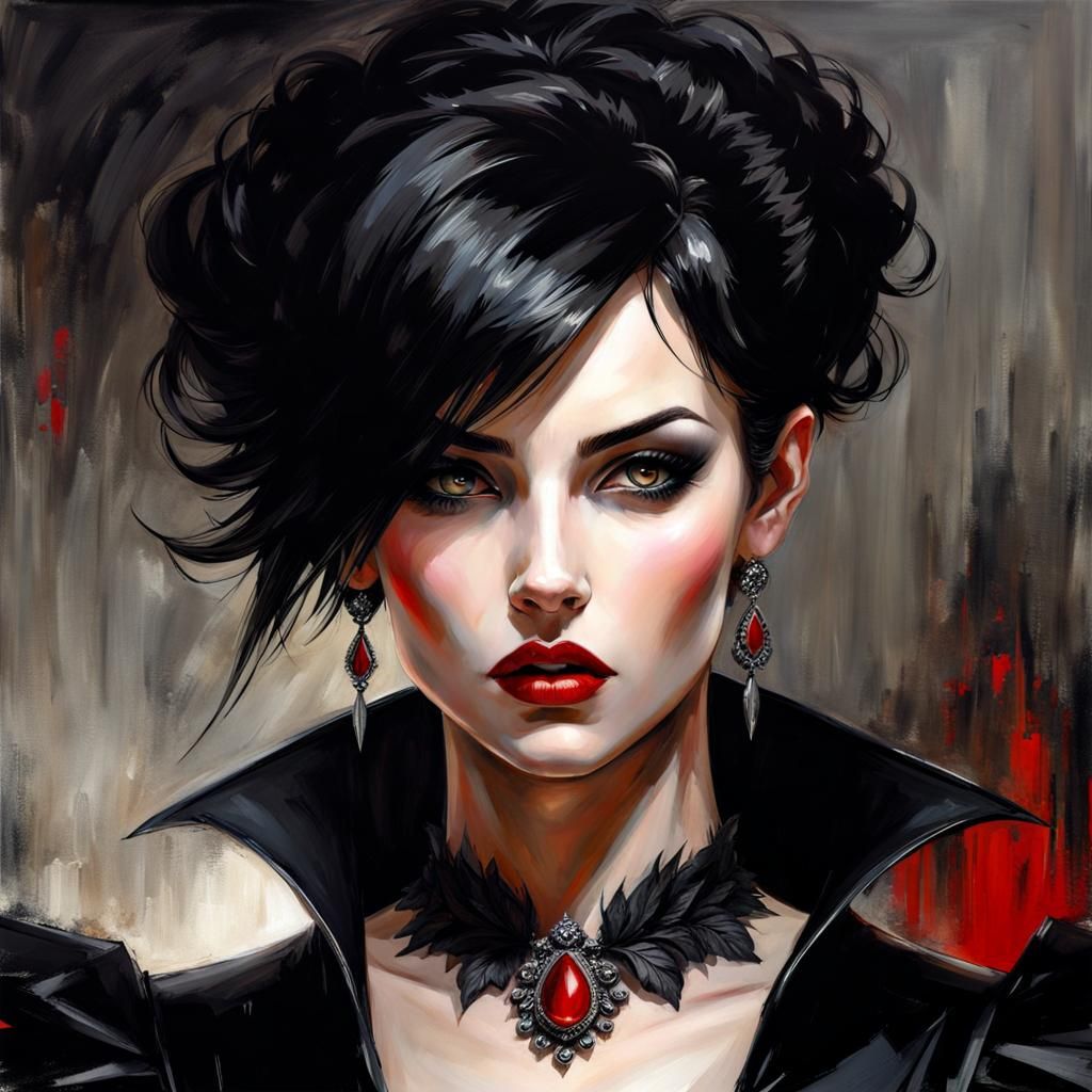 Dominating Gothic Beauty Portrait in Gothic Art Style