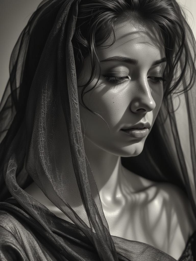 Elegant Woman in Charcoal Gray Hues