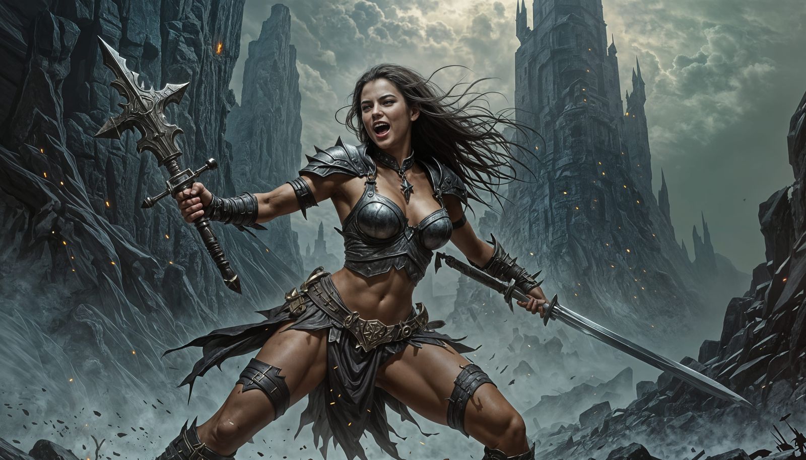 Warrior Smiles Maniacally in Epic Fantasy Battle