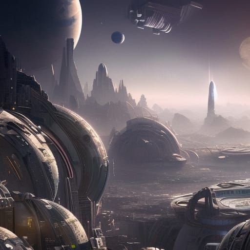 Spectacular Intergalactic City in Space