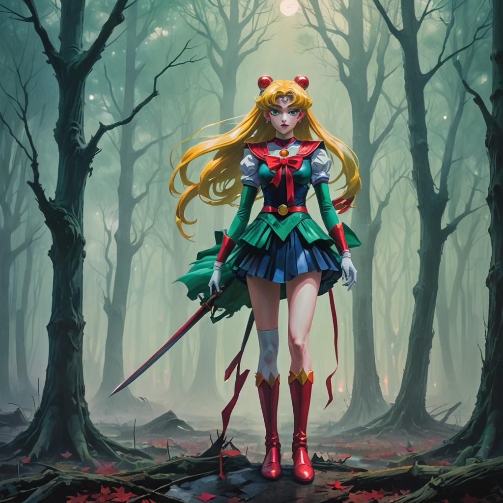 Sailor Moon in Surreal Fauvist Forest