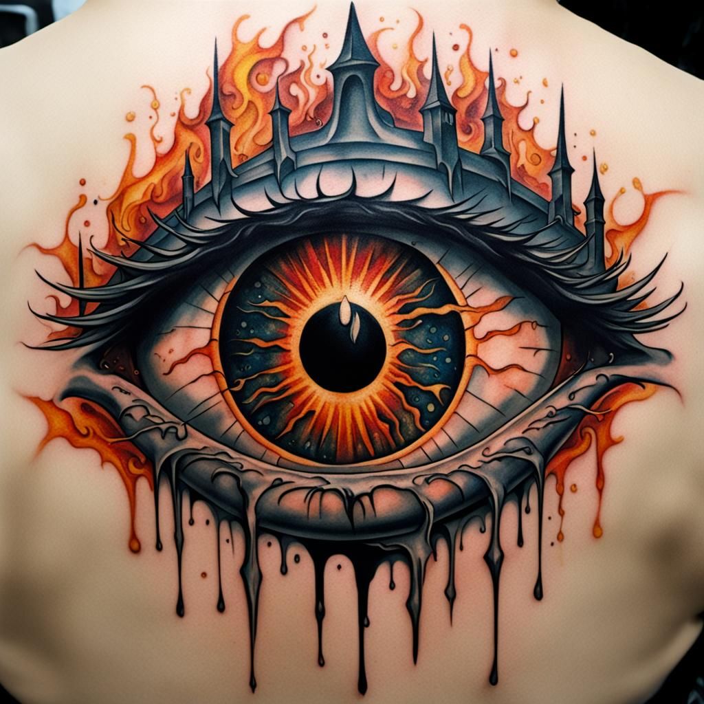 Eye of Sauron Tattoo with Weeping Tears