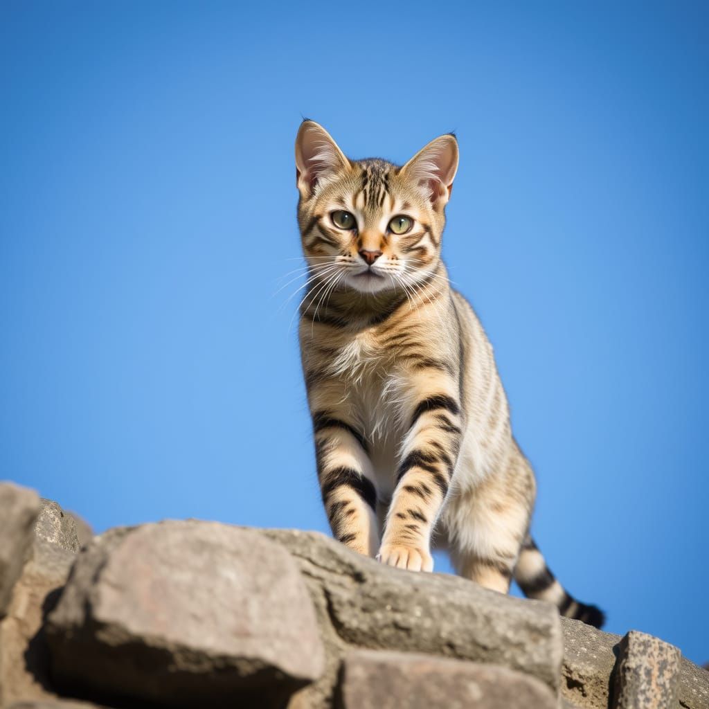 Feline Climber in a Tabby Cat Portrait