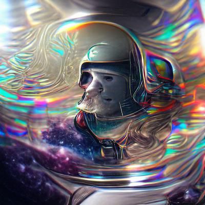 Cosmic Reflection in Space Helmet: Visionary Art