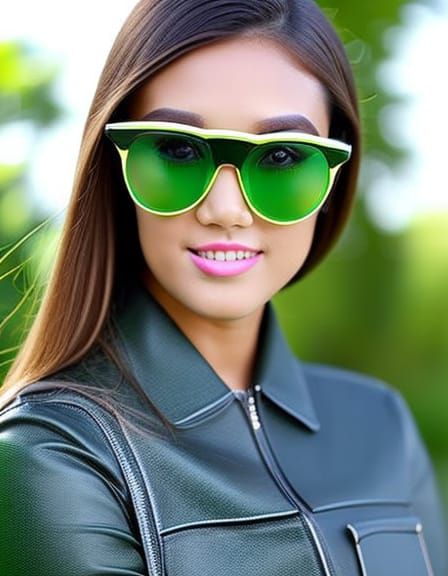 College Girl with Oversized Green Eyeglasses