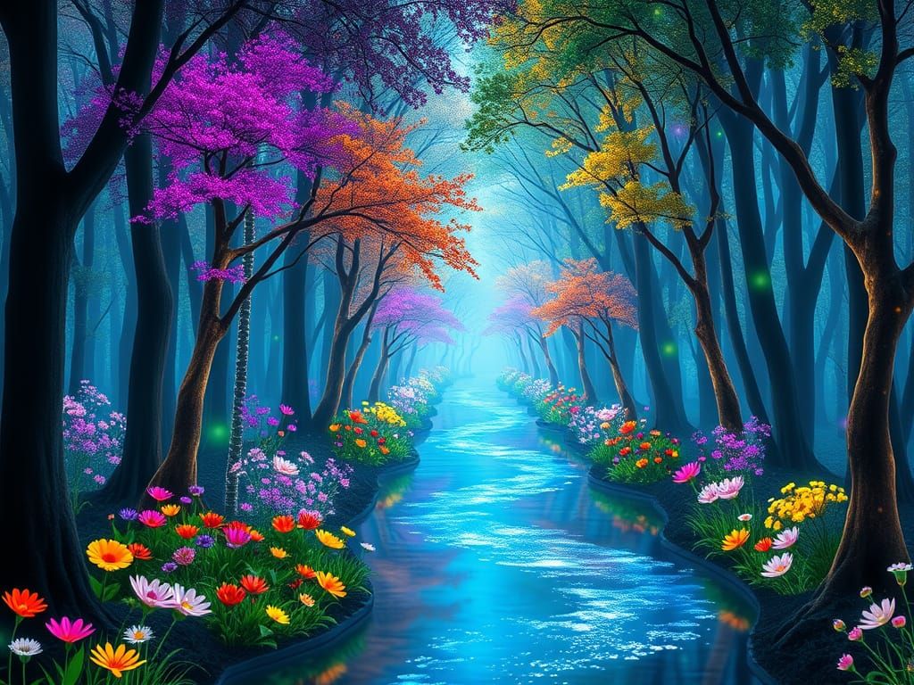 Fiber Optic Forest and Shimmering River