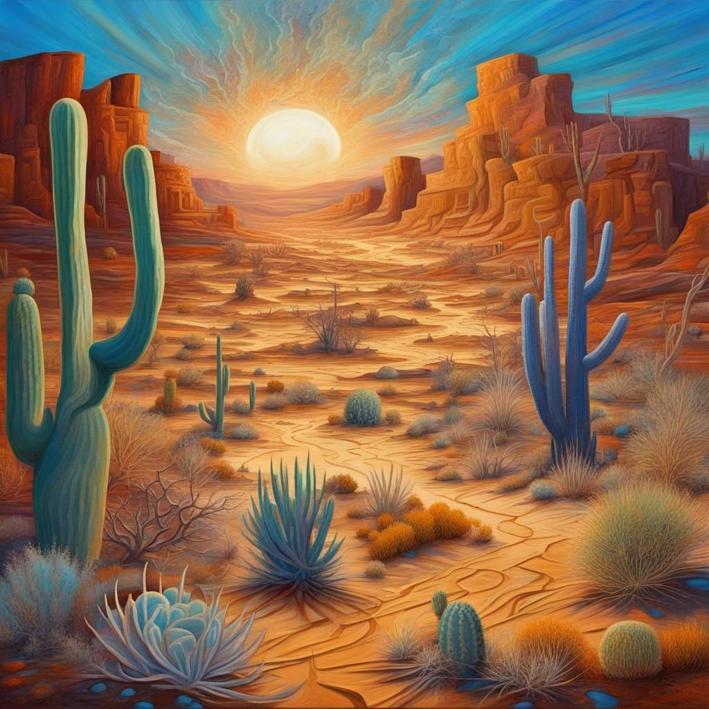 Magical Desert Landscape: Abstract Impressionism Art