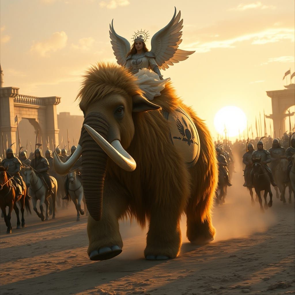 Golden Mammoth Leads Epic Charge into Dawn