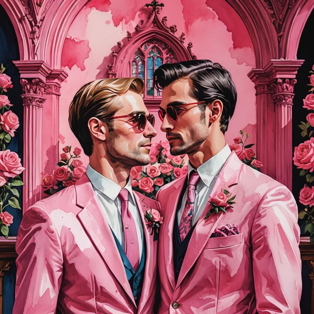 Intricate Male Wedding Folk Art Illustration