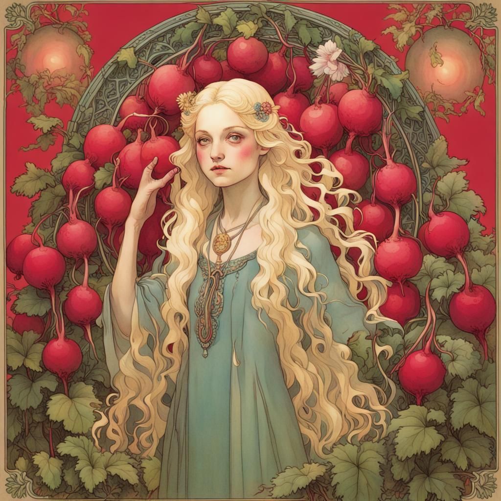 Luna Lovegood in Mystical Forest, Art Nouveau Style