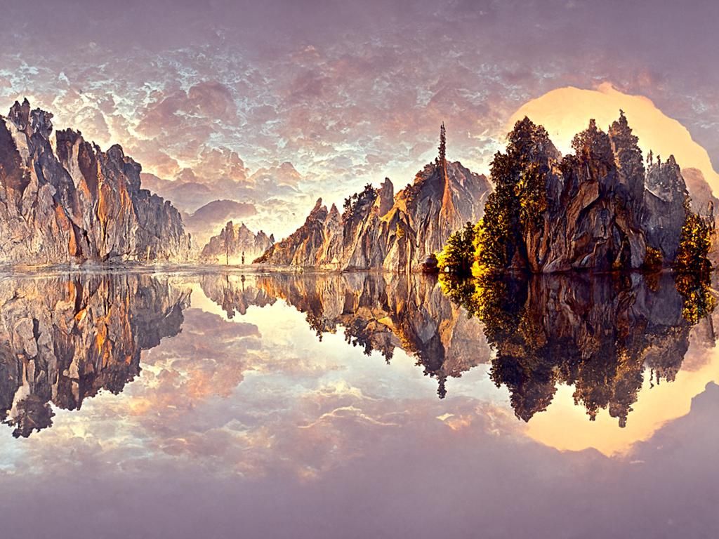 Mountains Reflecting in Lake: Volumetric Lighting