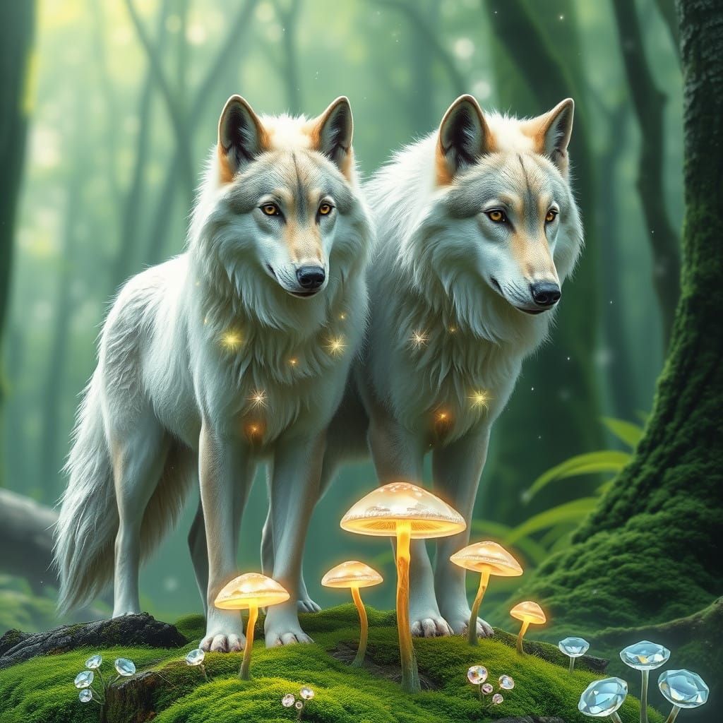 Regal Wolves in Emerald Forest