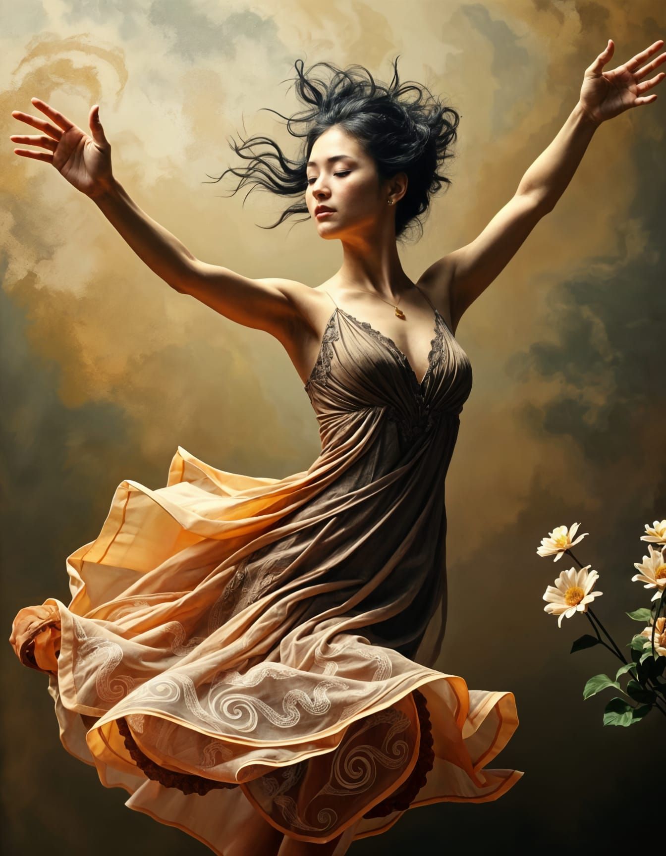 Dancer Among Vibrant Blooms