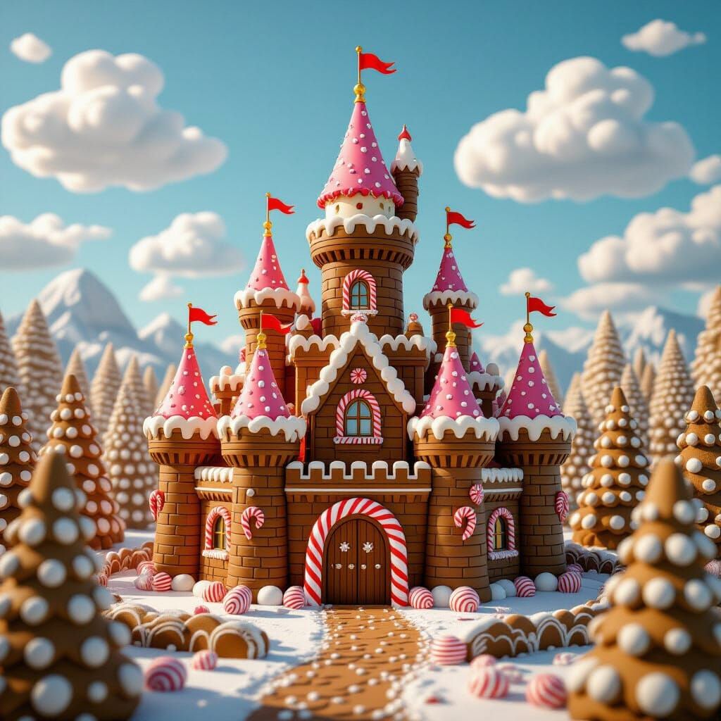 Chocolate Castle in Gingerbread Forest: CGI Art