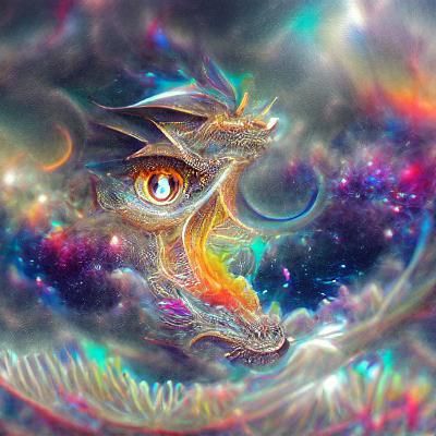 Cosmic Dragon Eye: Holographic Astral Illustration