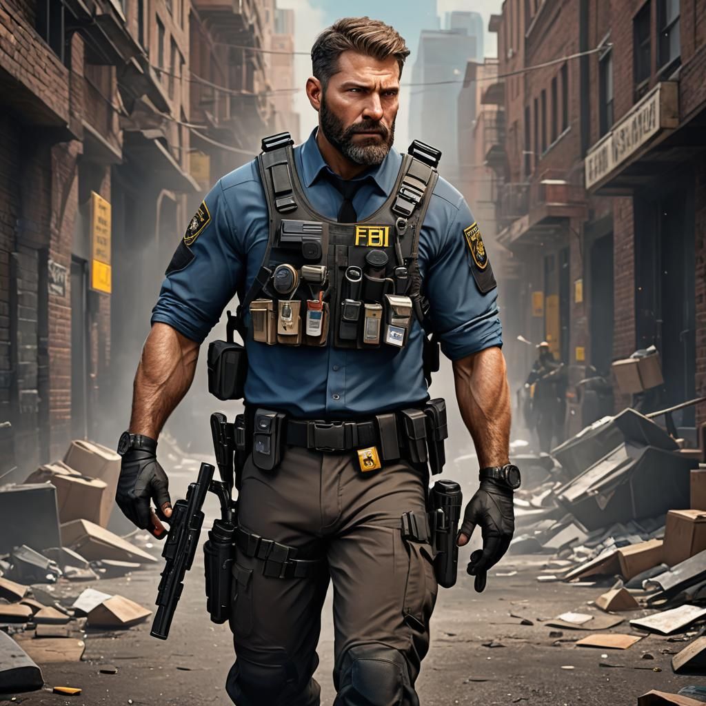 FBI Agent with CSI Case, Detailed Digital Art