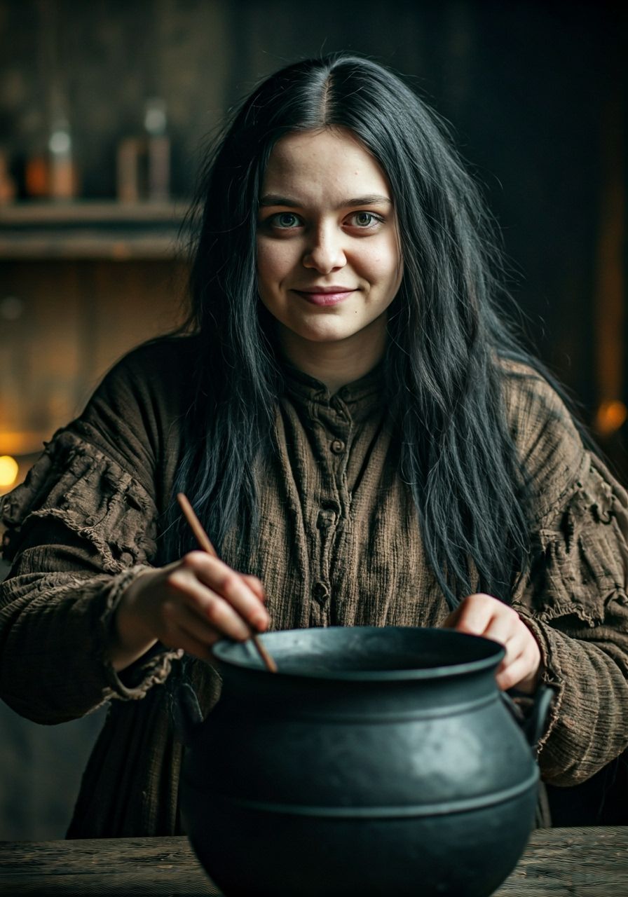 Merope Gaunt Making Love Potion in 1900s Countryside House