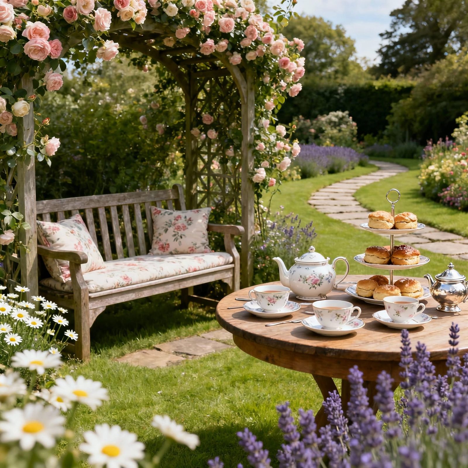 English Country Garden High Tea with Loveseat