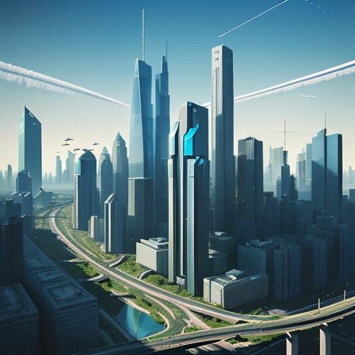 Futuristic Cityscape in Cyberpunk Style