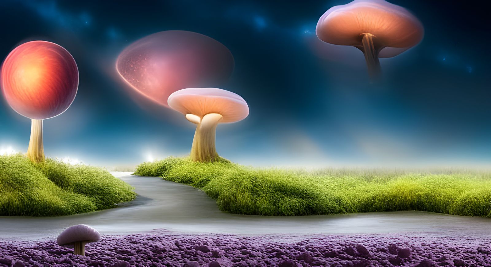 Surreal Mushroom Landscape on Alien Planet