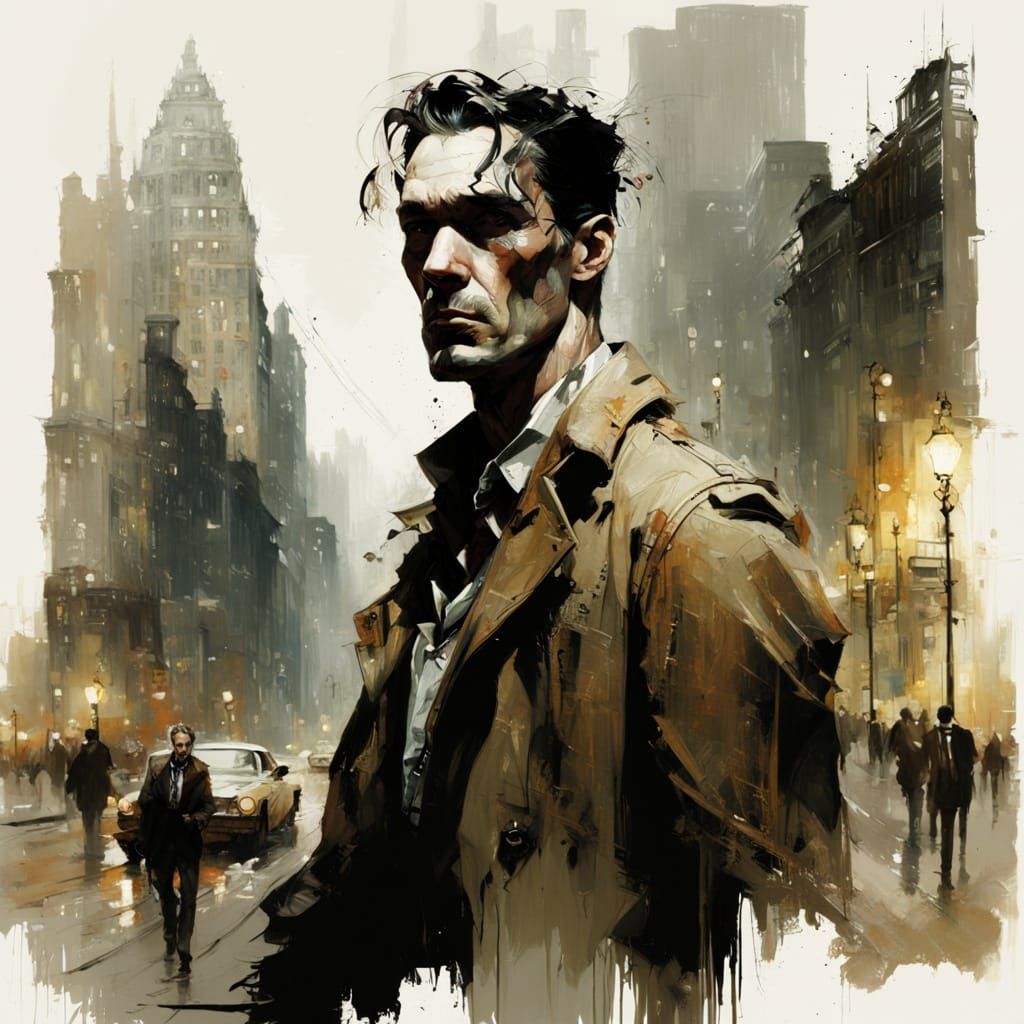 Moody Great Dane in Earth Tones, Urban Grunge Style