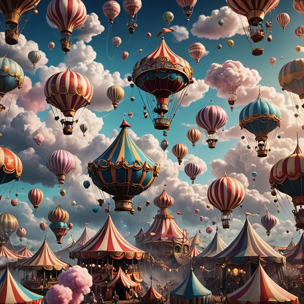 Dreamy Circus Floating in the Clouds: Fantasy Concept Art