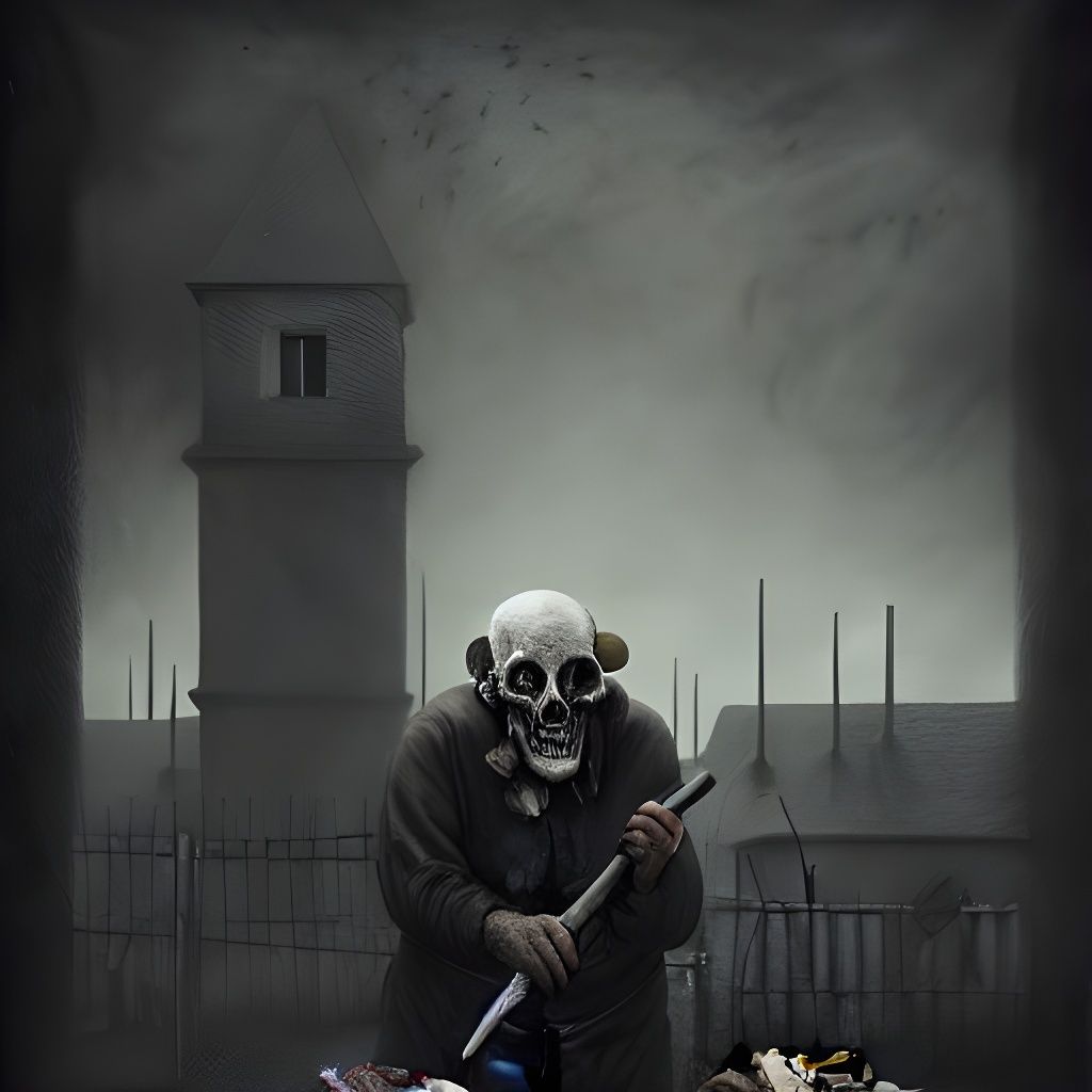 Grim Butcher in Dark Slaughterhouse: Film Noir Style