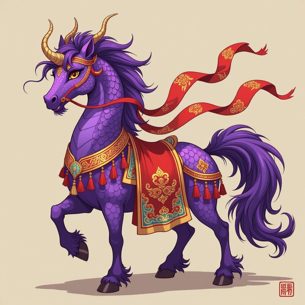 Purple Longma: A Mythical Horse-Dragon Hybrid