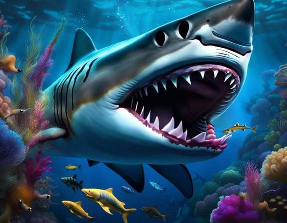 Tiny Remora Fish Cleaning the Jaws of Death