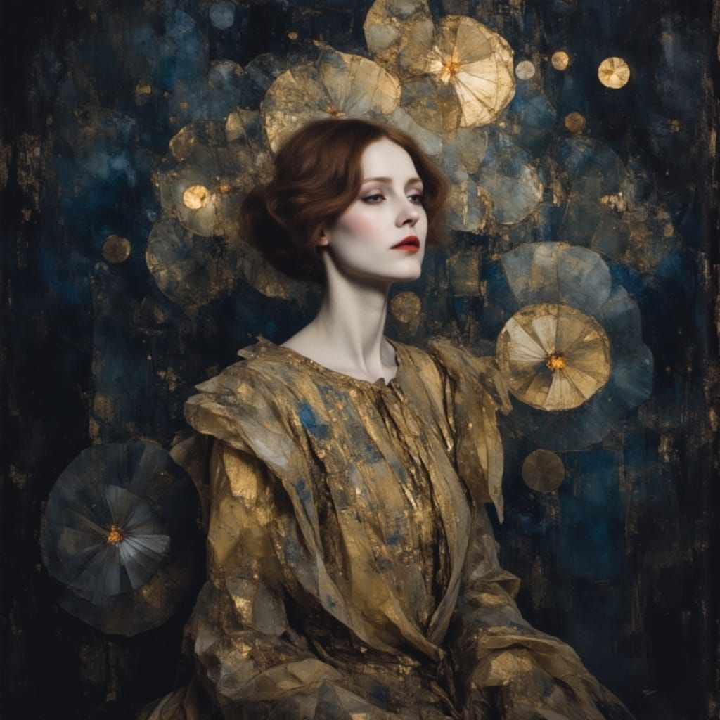 Portrait in Storm Grey, Petrol Blue and Ochre