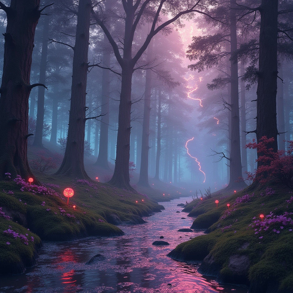 Psychedelic DMT Dreamscape with Neon Lights