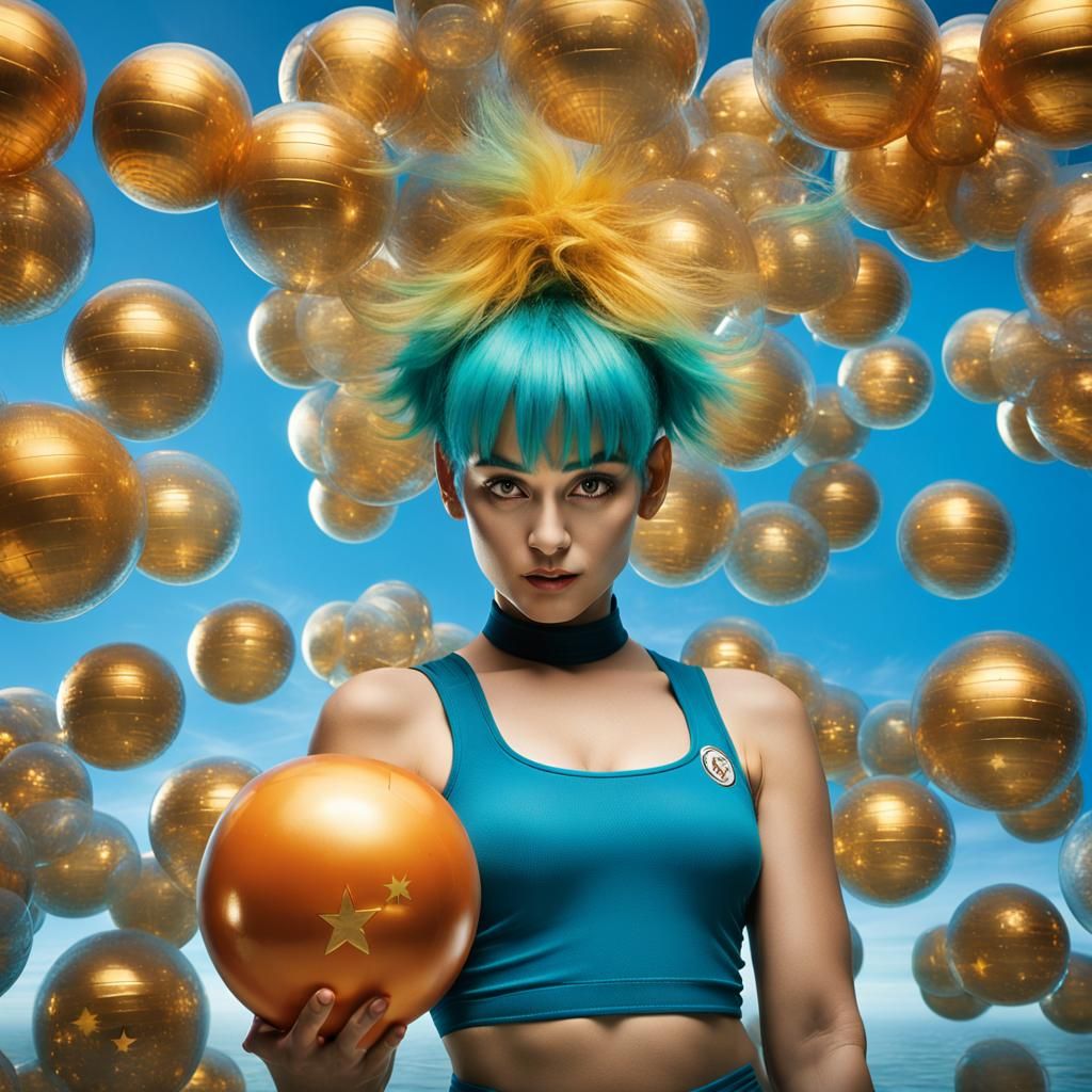 Bulma Holding Dragonball: Professional Color Portrait