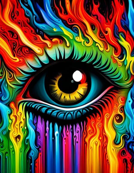 Colorful Dragon Eye in Glitch Graffiti Art Style