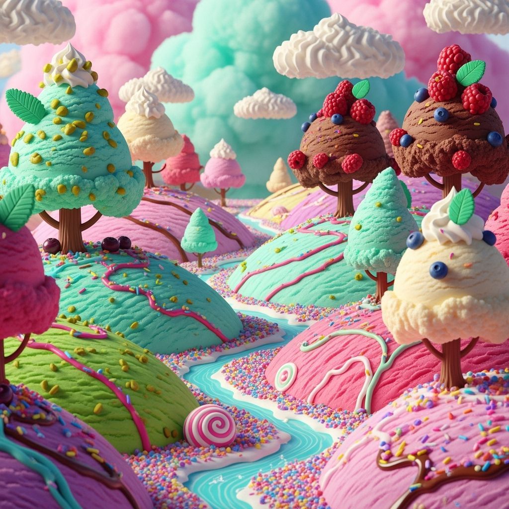 Ice Cream Forest Diorama in Dreamlike Style