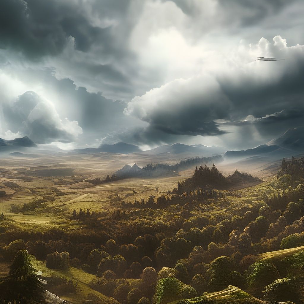 Dramatic Cloudy Sky Over Carpathian Mountains