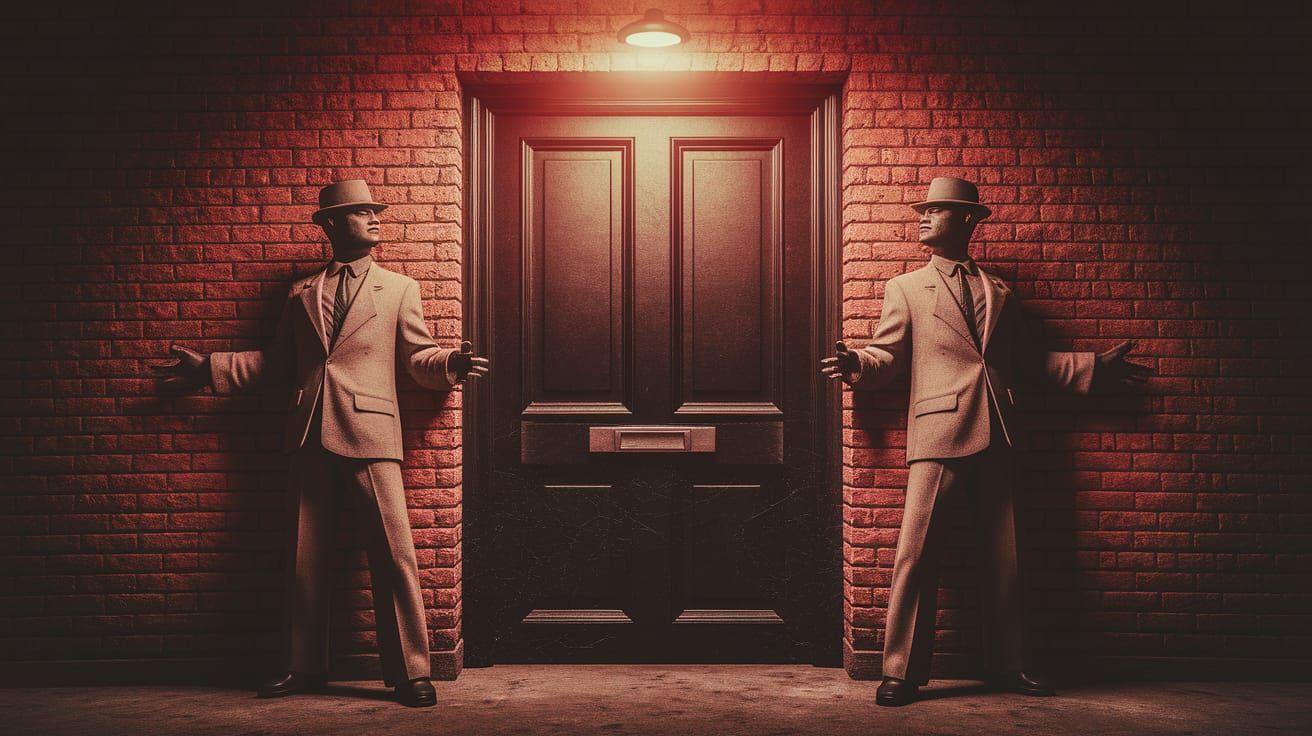 Grungy Alley: Zoot Suit Bouncers Guard Red Light Door