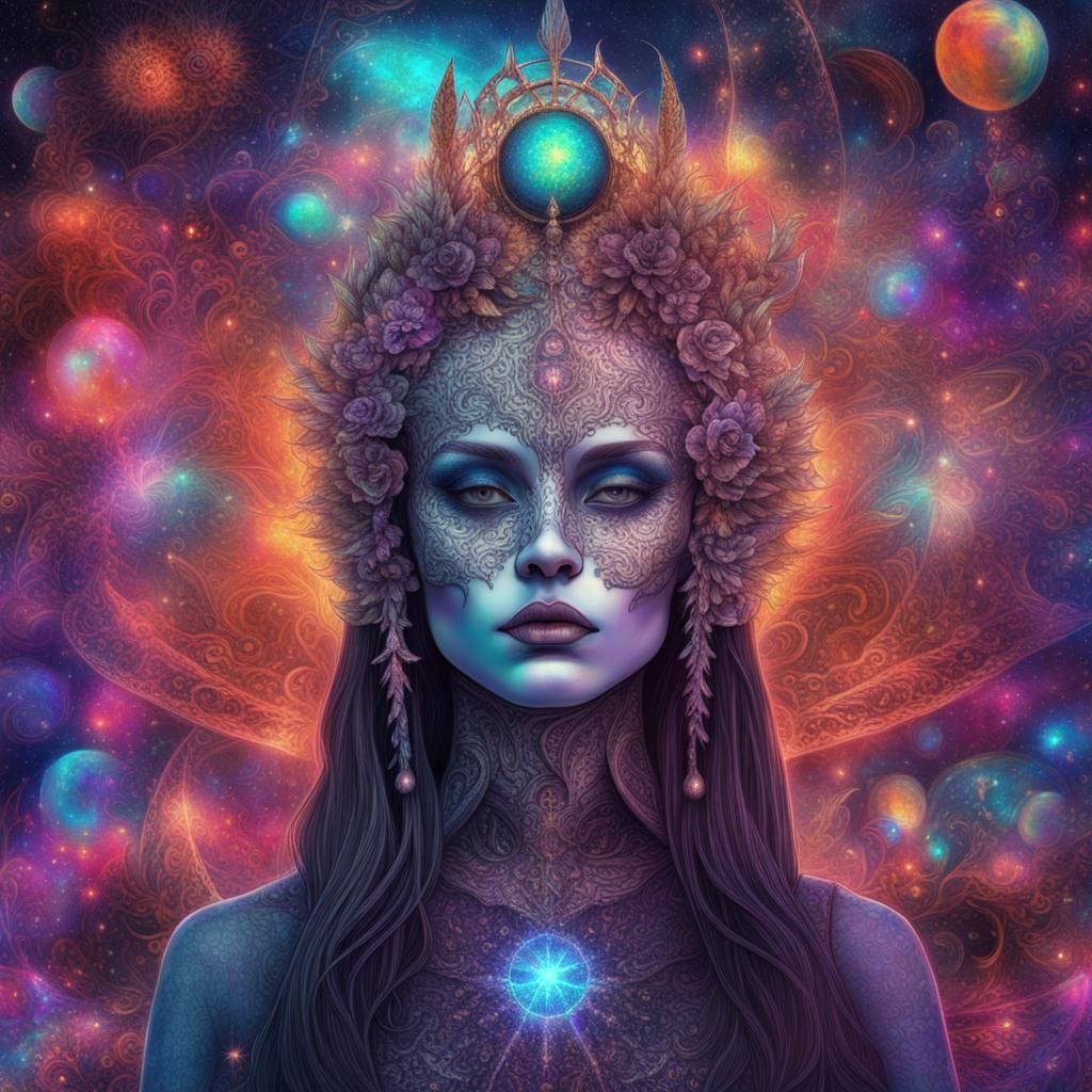 Astral Gothic Carnival Illustration in Mixed Media