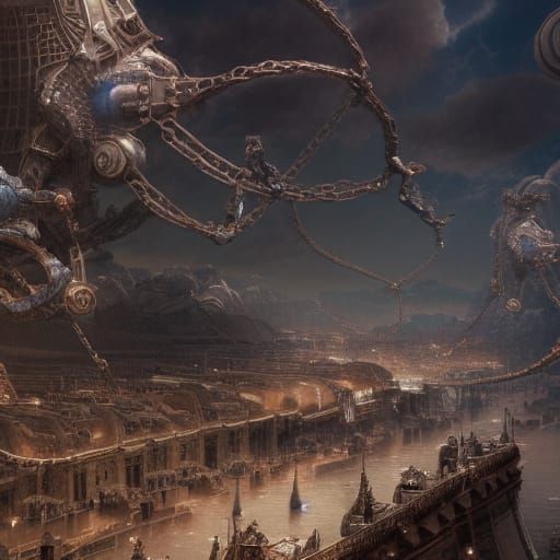 Futuristic Figures Breaking Chains in Epic Digital Painting