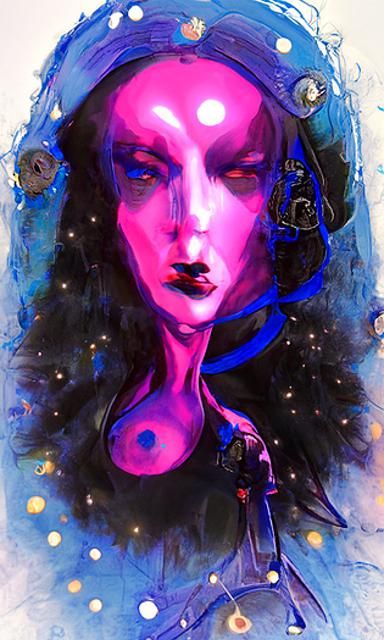 Blueberryhead lady, the most powerful cosmic goddess of space 🌌. She is the magic, the moment, the blueberry. modern Eu...