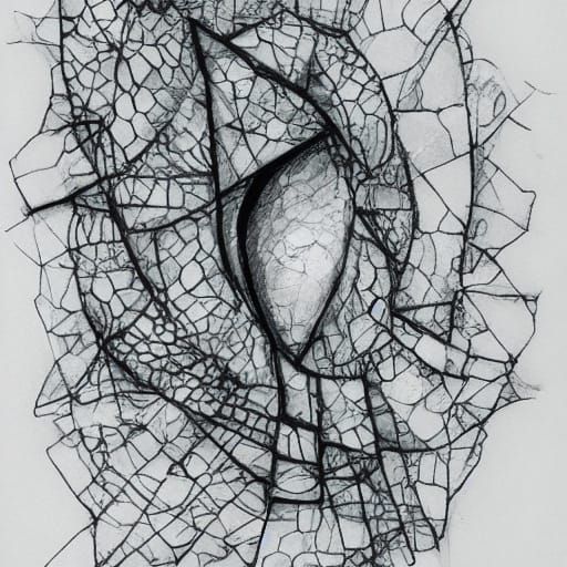 Realistic Ink Drawing of Broken Glass