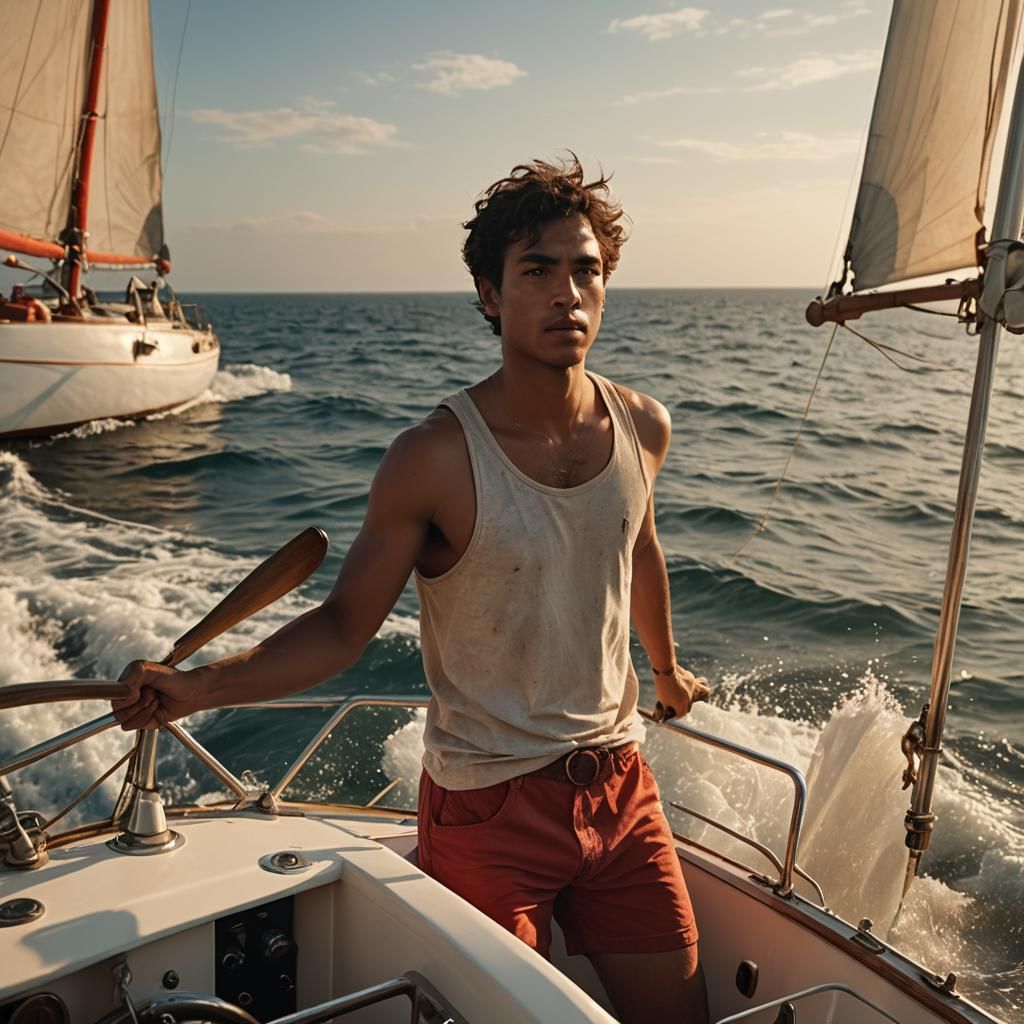 Sailboat at Golden Hour in Cinematic Style