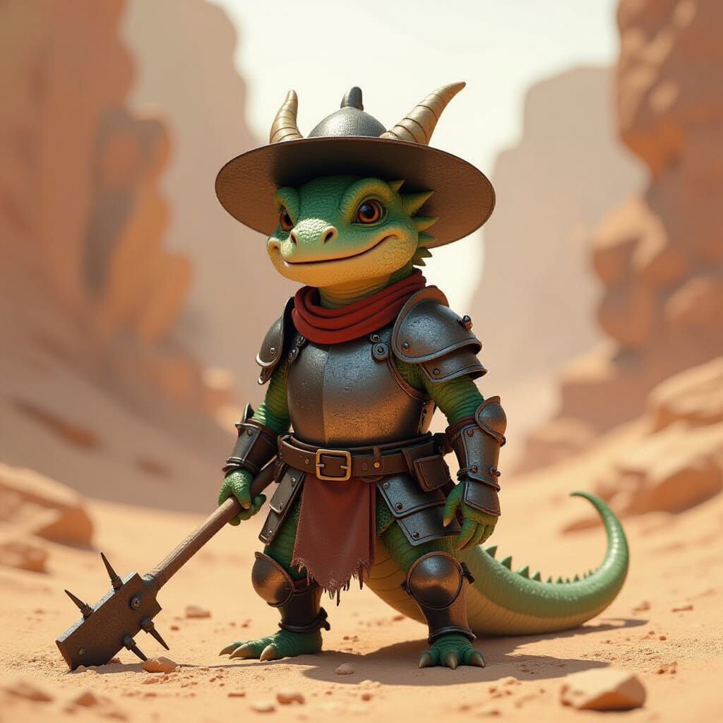 Silly Kobold Warrior in Salvaged Cookware Armor